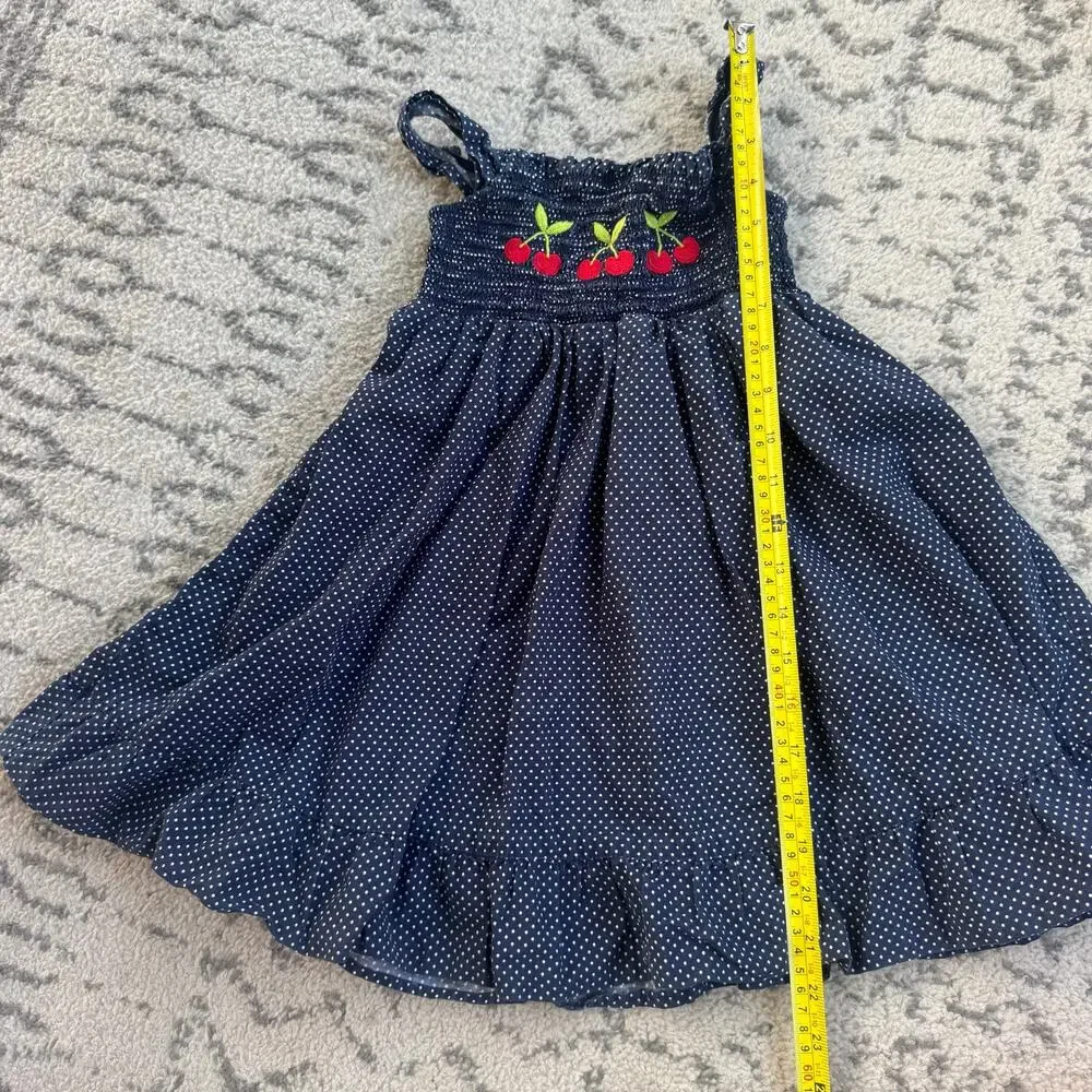 Gymboree Very Cherry Navy Polka Dot Dress Size 4T